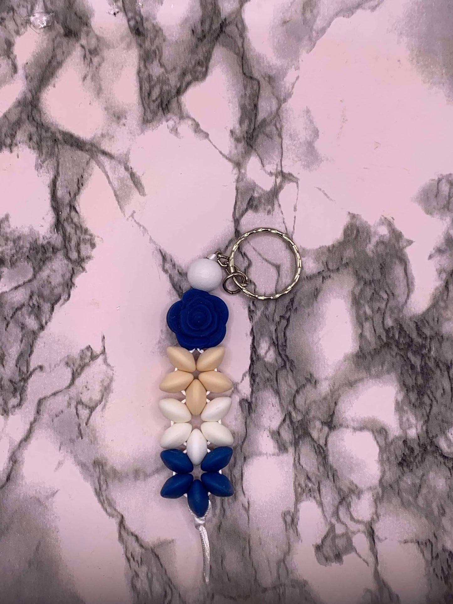 Silicone and wooden bead flower