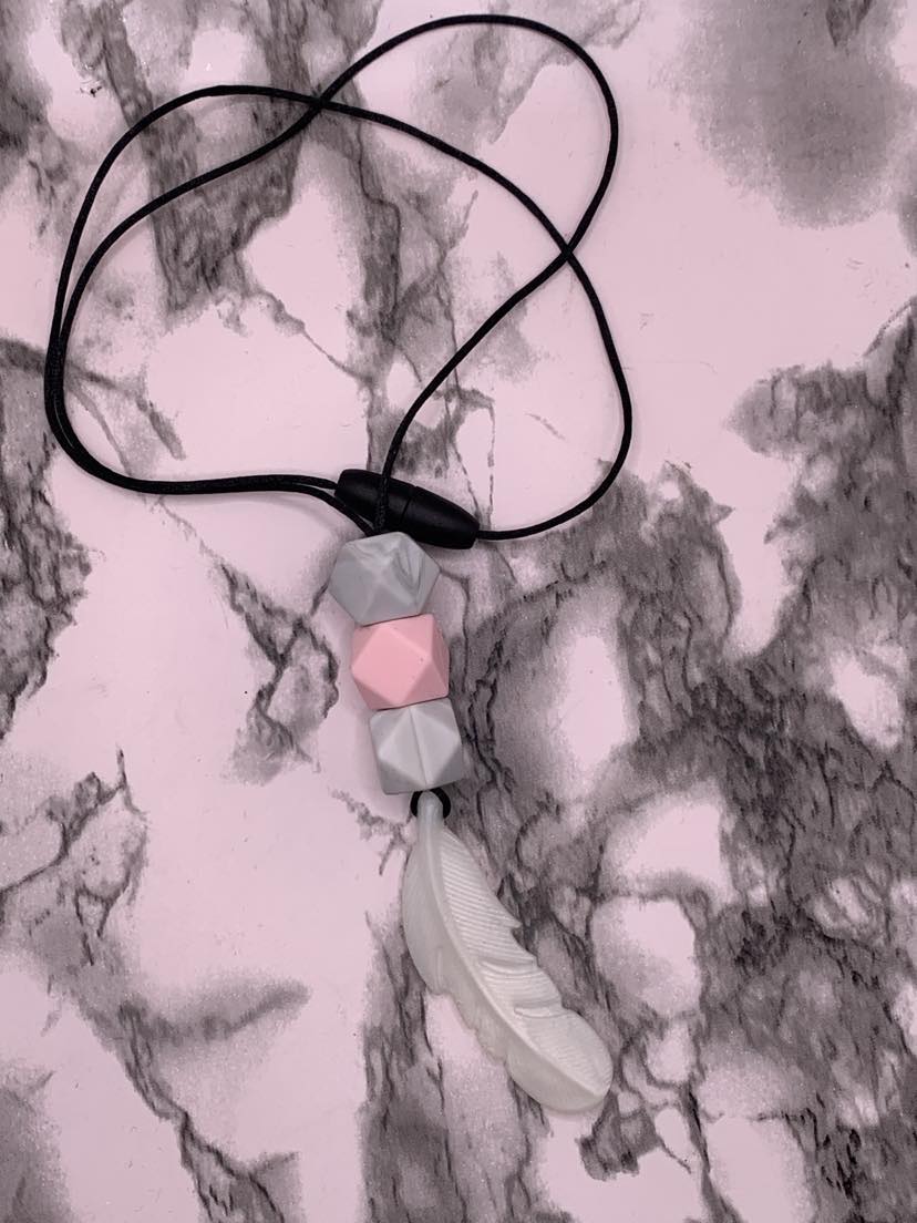 Feather Silicone Bead Nursing Necklace