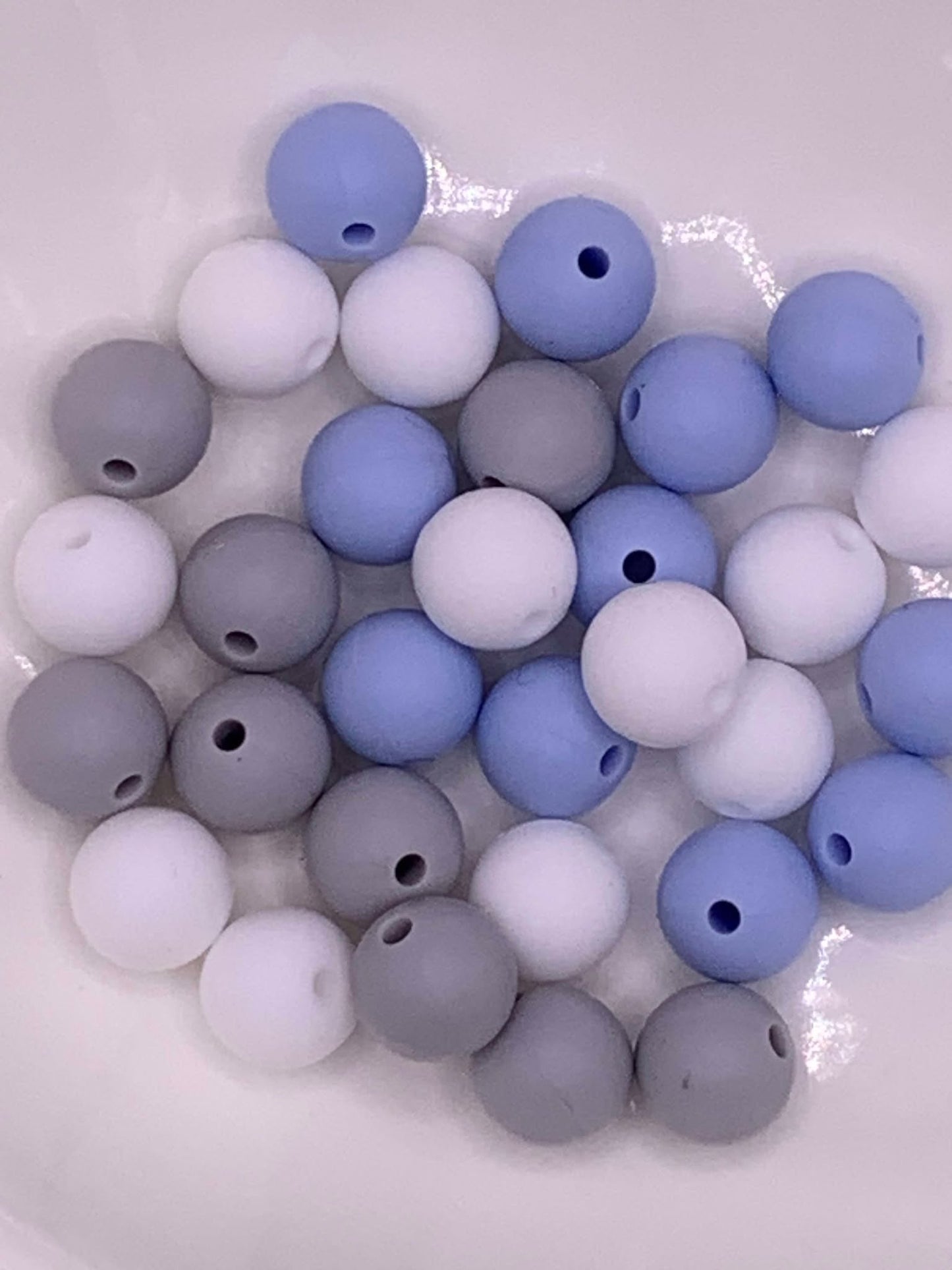 Baby Blue, Light Grey, White Mix