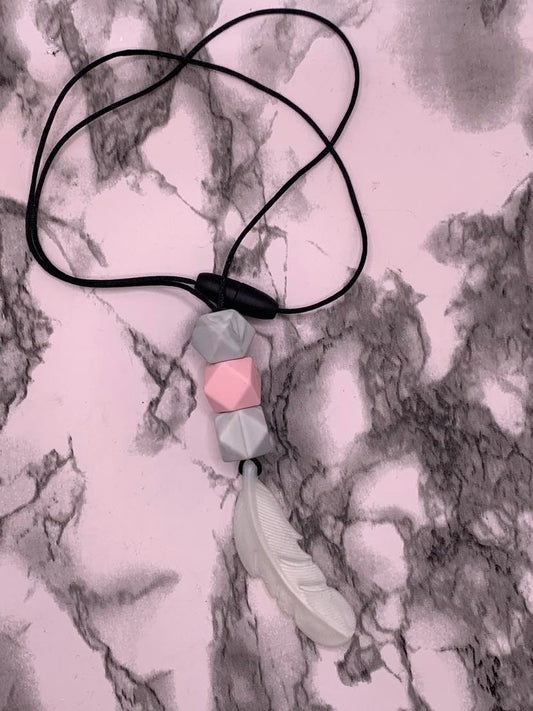 Feather Silicone Bead Nursing Necklace