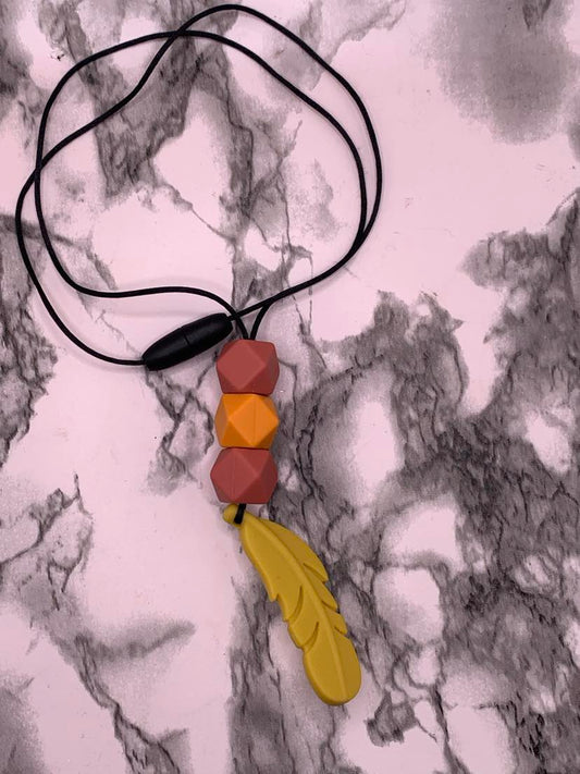 Feather Silicone Bead Nursing Necklace