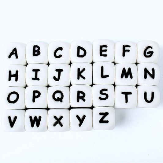 12mm Silicone Letter beads (pack of 20)