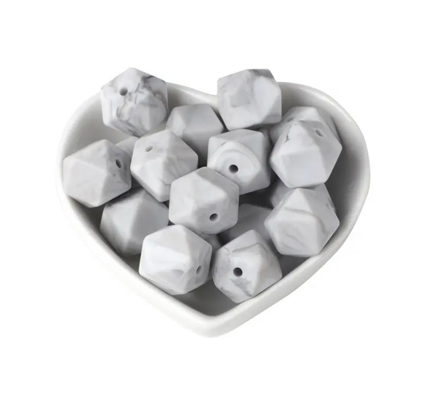 14mm Hexagon silicone beads (pack of 10)