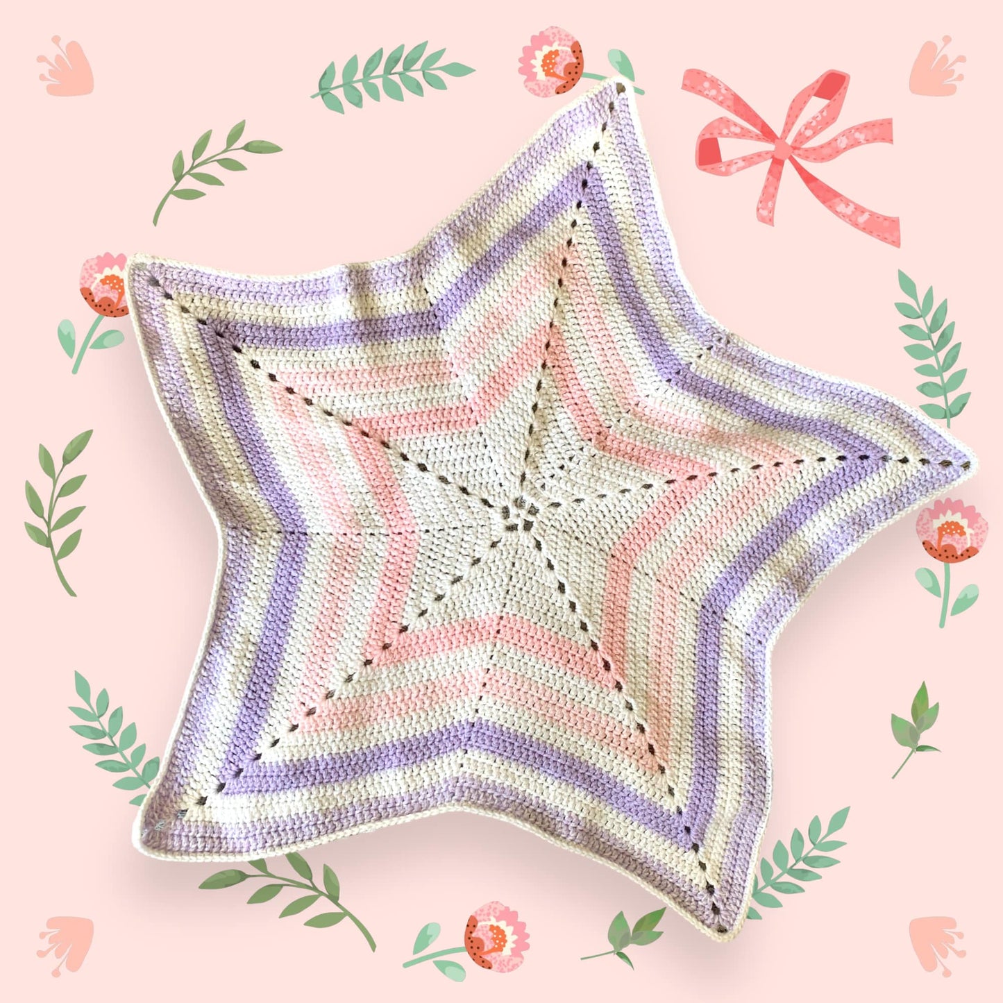 Star Baby blanket Pink Purple and White