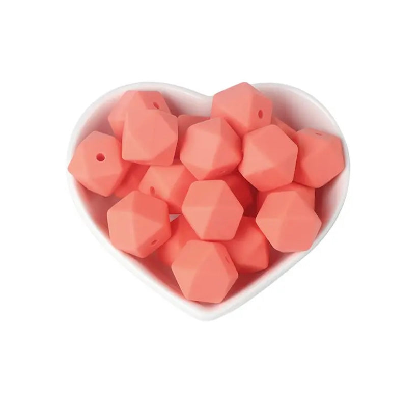 14mm Hexagon silicone beads (pack of 10)