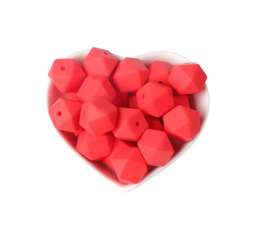 14mm Hexagon silicone beads (pack of 10)